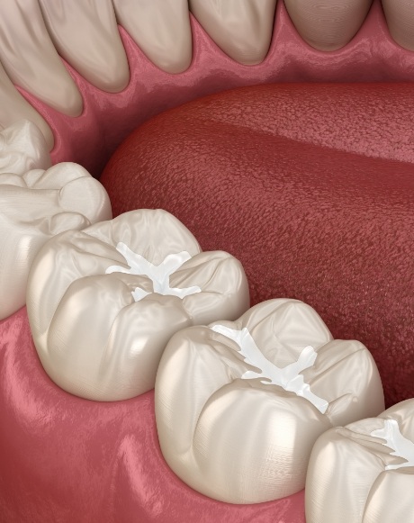 Animated smile with dental sealants