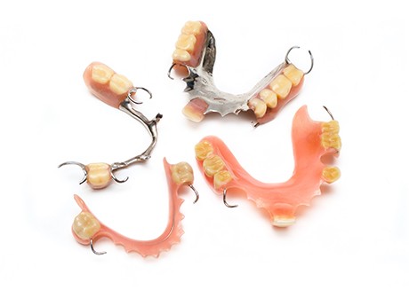 Partial dentures lying on a table