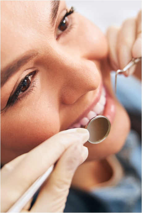 Closeup of patient receiving dental treatment