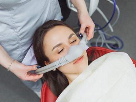 a patient undergoing nitrous oxide sedation  