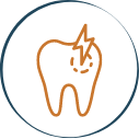 Animated tooth with lightning bolt representing emergency dentistry
