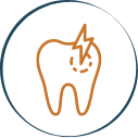 Animated tooth struck with lightning representing emergency dentistry