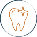 Animated tooth with sparkle representing cosmetic dentistry