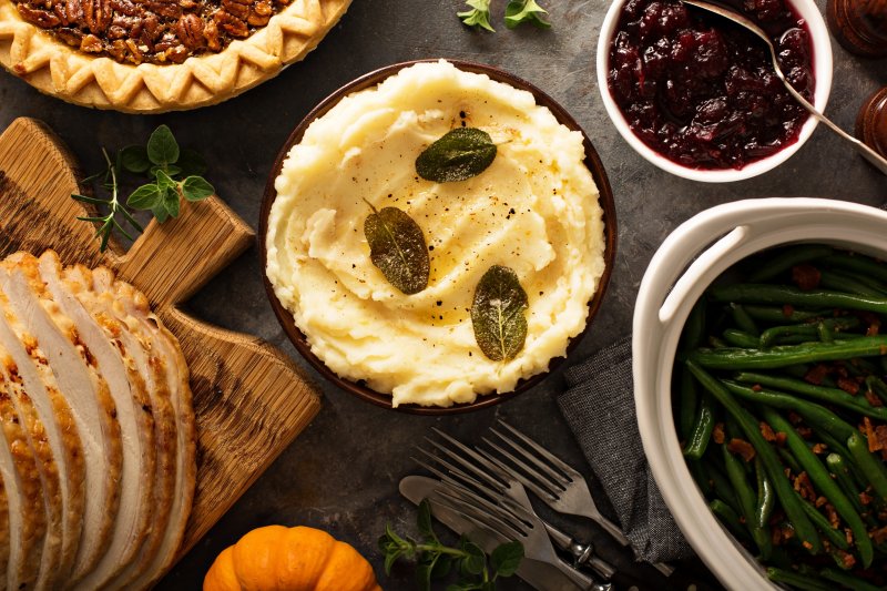 Thanksgiving side dishes on display