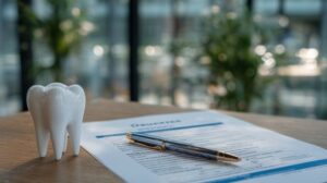 Dental insurance document sitting on table